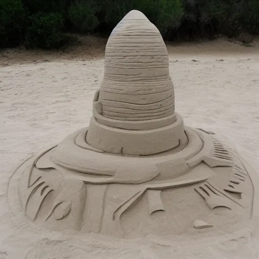 Prompt: sand sculpture of a rocketship