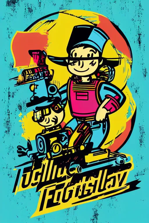 Image similar to fallout 7 6 retro futurist illustration art by butcher billy, sticker, colorful, illustration, highly detailed, simple, smooth and clean vector curves, no jagged lines, vector art, smooth andy warhol style