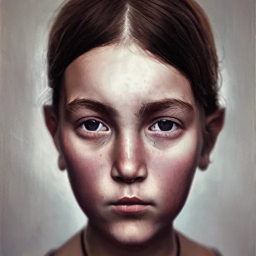 a window - lit realistic portrait painting of a