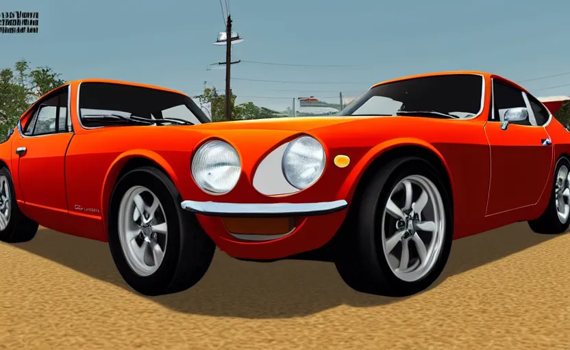 Image similar to 1970 Datsun 240Z in GTA loadscreen art style