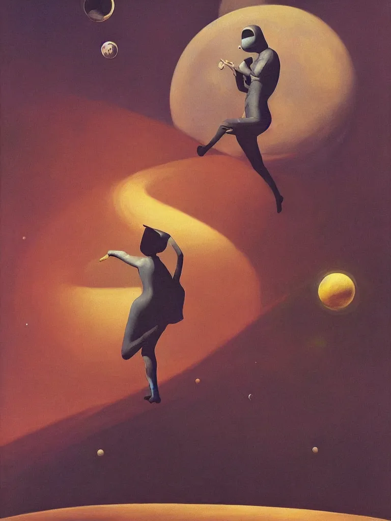 Image similar to woman wearing astronout suit and catch a planet on her hand edward hopper and james gilleard, zdzislaw beksinski highly detailed