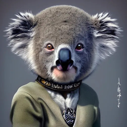 Image similar to pfp, koala crowned emperor, regal animal kingship, pimped out 🐨, trending, artstation