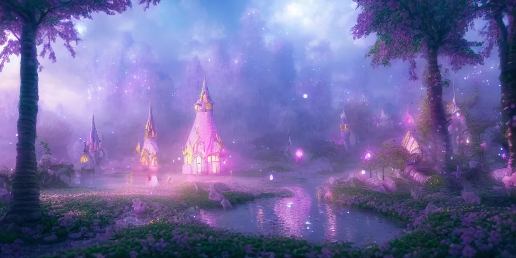 Image similar to in an ethereal magical fairy city, highly detailed, 8 k, hdr, award - winning, octane render, artstation, volumetric lighting, anime wallpaper