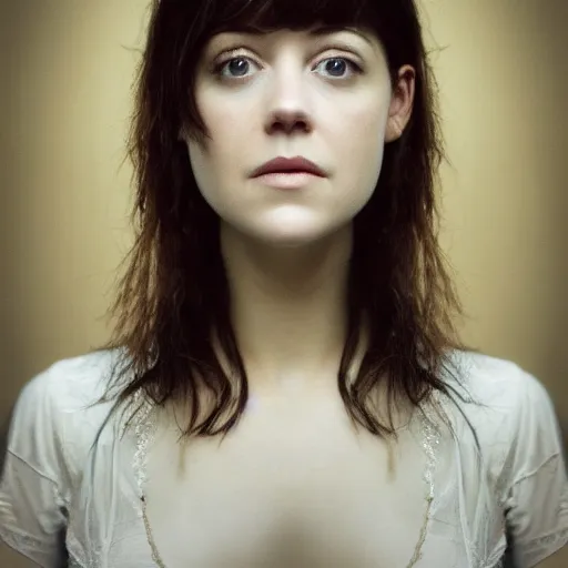 Image similar to a masterpiece portrait photo of a beautiful young women conjoined twins mary elizabeth winstead, symmetrical face