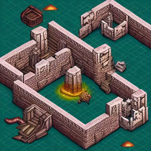 Image similar to dungeon in waterdeep, isometric, detailed, game, dungeons and dragons, tiled