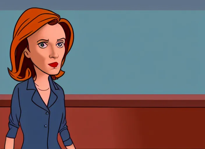 Image similar to dana scully in the style of ( 1 9 7 6 ) disney animation