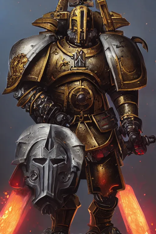 Image similar to armor portrait heros warhammer 4 0 k horus heresy fanart - the primarchs emperor by johannes helgeson animated with vfx concept artist & illustrator global illumination ray tracing hdr fanart arstation zbrush central hardmesh 8 k octane renderer comics stylized