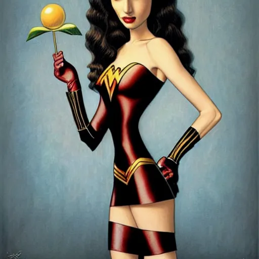 Prompt: illustration of the beauty gal gadot, done by mark ryden