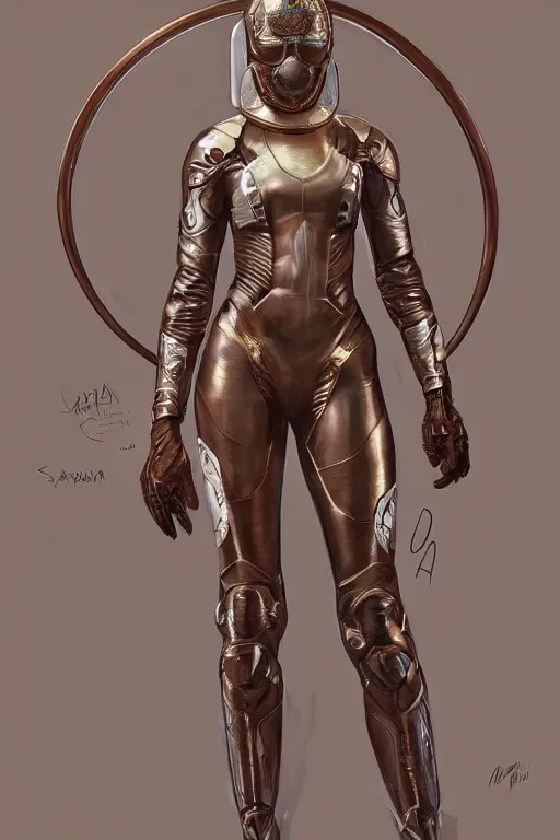 Image similar to full body Portrait of very beautiful african woman, spacesuit, holding her helmet, real life skin, intricate, elegant, highly detailed, artstation, concept art, smooth, sharp focus, art by artgerm and greg rutkowski and alphonse mucha
