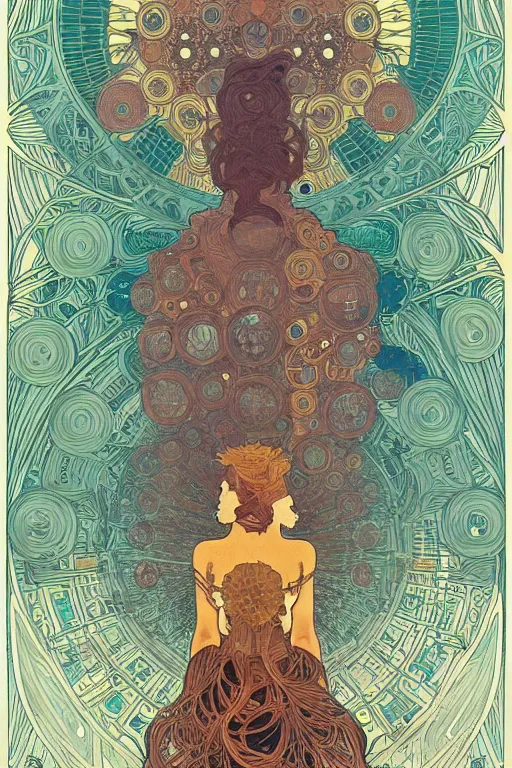 Prompt: hive mind by greg rutowski , victo ngai , alphonse mucha