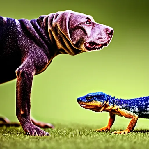 Image similar to a lizzard - dog - hybrid, animal photography