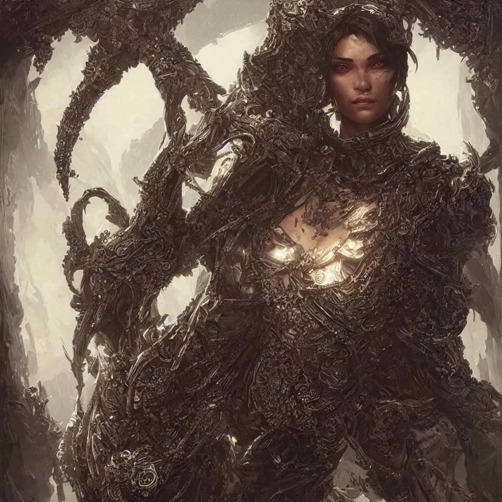 Image similar to jett from the game valorant character portrait, concept art, intricate details, highly detailed by greg rutkowski, michael whelan and gustave dore