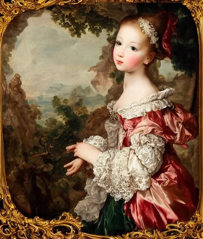 Image similar to Beautiful Princes girl in the Baroque style, highly detailded