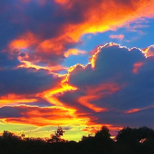 Prompt: sunset clouds shaped like a dog