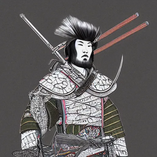 Prompt: a ultra detailed illustration of a samurai, by James jean, trending on ArtStation,