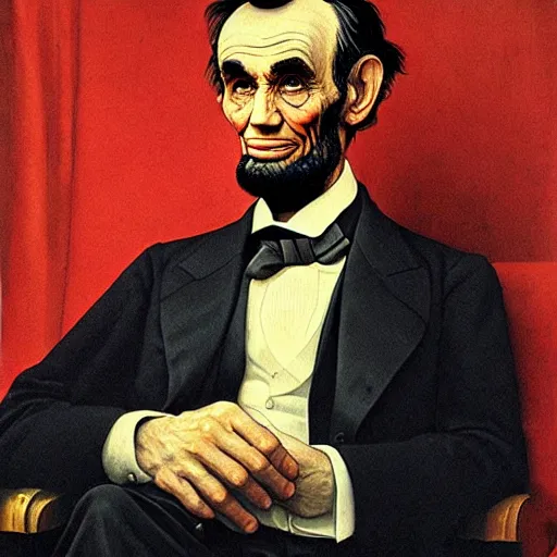 Image similar to portrait of abe lincoln by norman rockwell