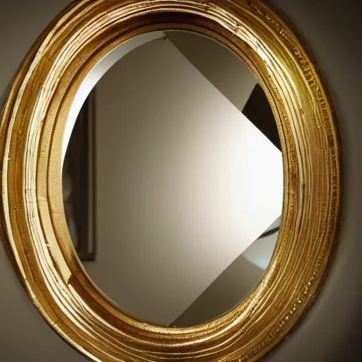 Prompt: a reflection in the a mirror that doesn't reflect skin