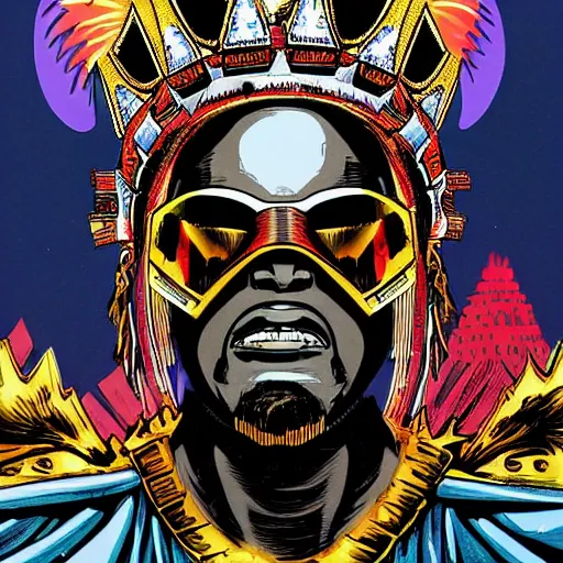 Image similar to MF DOOM is crowned as king of the universe, highly detailed image