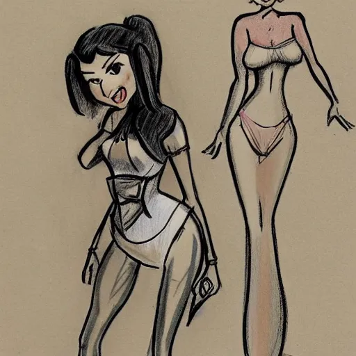 Image similar to milt kahl sketch of victoria justice with kim kardashian body as princess daisy from super mario bros