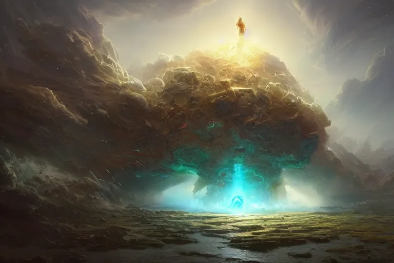 Prompt: a cosmic god punches the earth shattering it to bits, mesmerizing, fantastical, concept art, highly detailed, artstation, trending, feng zhu, shaddy safadi, noah bradley, tyler edlin, jordan grimmer, darek zabrocki, neil blevins, tuomas korpi, wlop