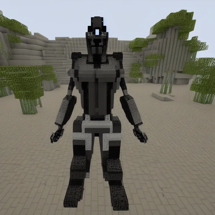 Image similar to kanye west as a transformer robot in a raytracing minecraft test. nvidia rtx, 4 k, ultra settings