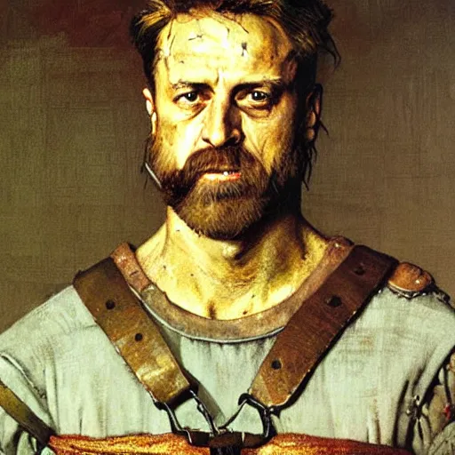 Prompt: a portrait painting of William Wallace. Painted by Norman Rockwell