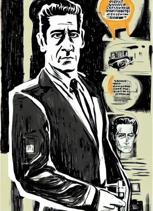 Prompt: portrait of bruce wein as dale cooper by francesco francavilla