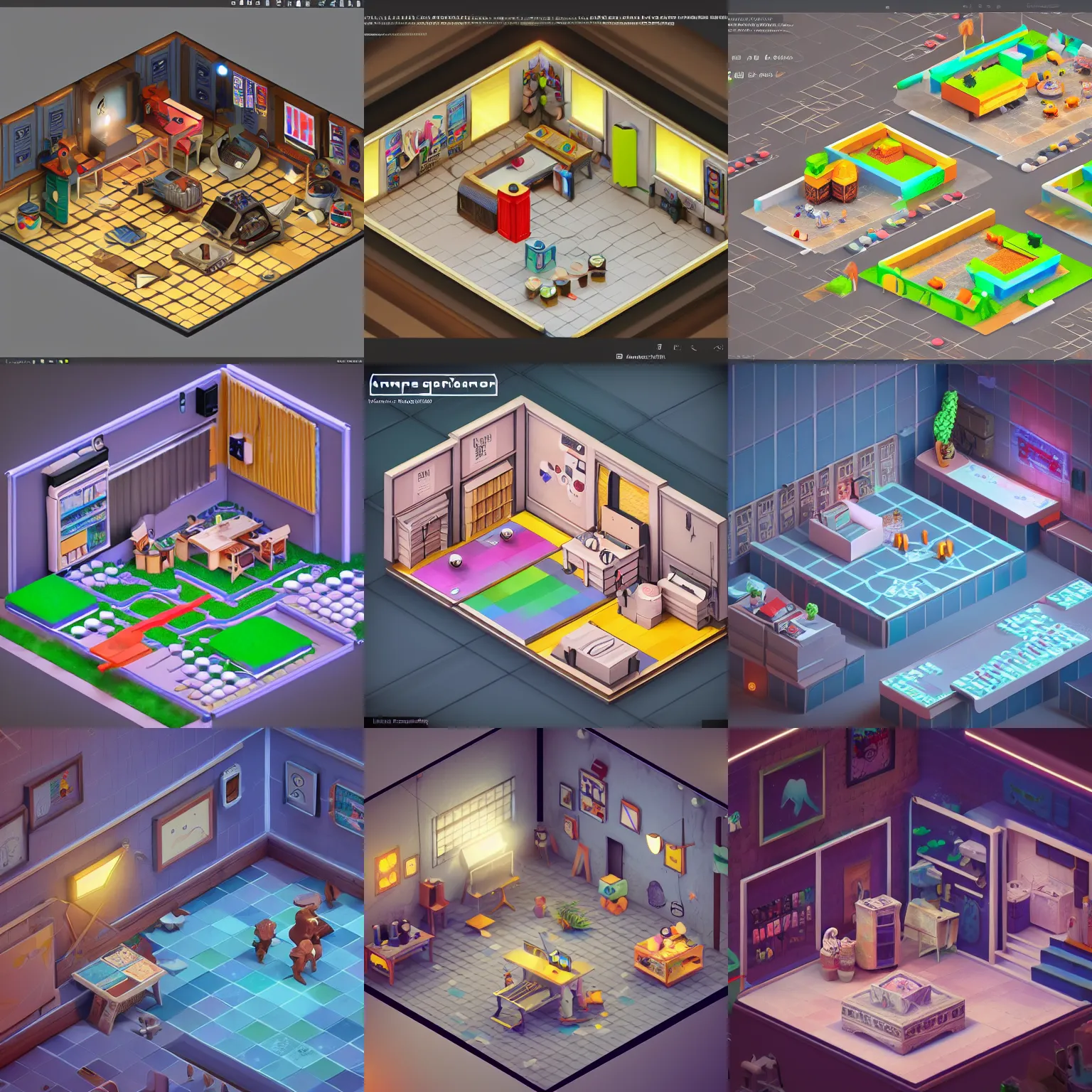 Prompt: isometric game art room indoor, trending on artstation, cute, Mohamed Chahin style, vray render with ambient lights and volume, high deitals, ultra hd, hand-painter textures on models 4k