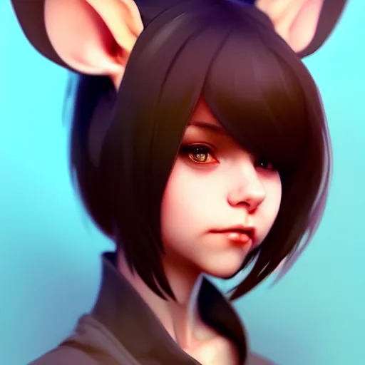 Image similar to character design portrait of an anthropomorphic furry rat girl with rat ears and a tail, 4 k, concept art, by wlop, ilya kuvshinov, artgerm, krenz cushart, pixiv.