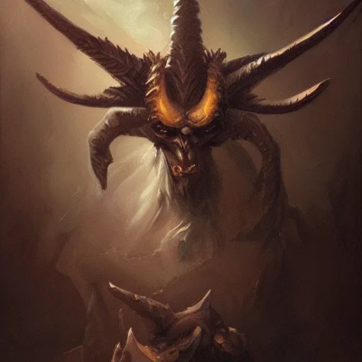 Image similar to A portrait of a demonic creature called the Baphomet, Magic the Gathering art, art by greg rutkowski, matte painting, trending on artstation, very detailed