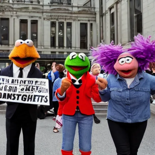 Prompt: Muppets Civil Rights Protest. photography