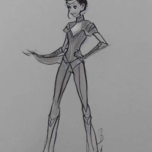 Image similar to milt kahl sketch of victoria justice as princess padme from star wars episode 3