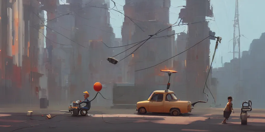 Image similar to a painter by Goro Fujita and Simon Stalenhag , 8k, trending on artstation, hyper detailed, cinematic