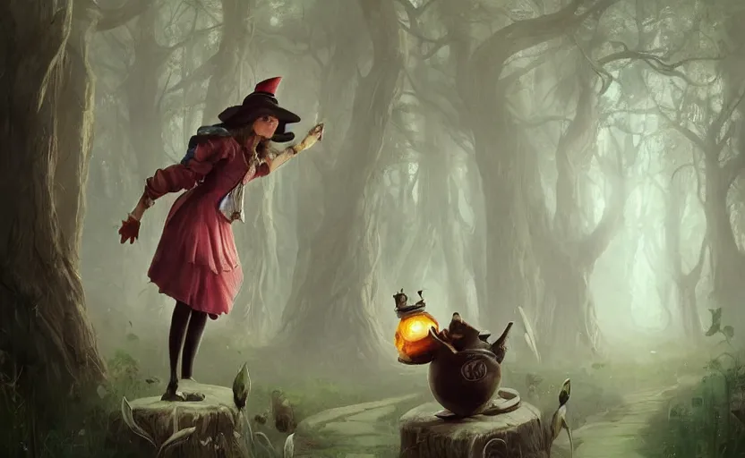 Image similar to a painting of alice in wonderland trending on artstation in the style of greg rutkowski