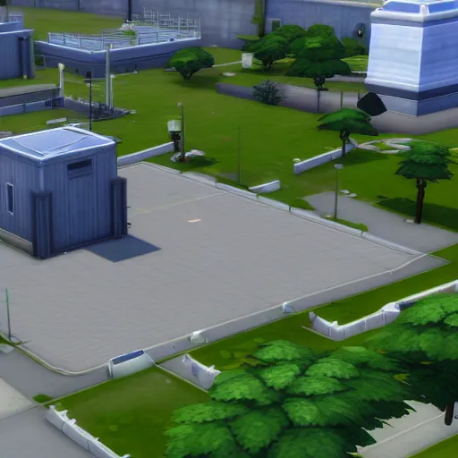 Prompt: federal prison in the sims 4 style