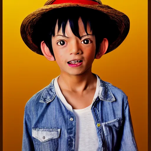 Image similar to photo of monkey d. luffy in real life, portrait photography by annie leibovitz, stanley kubrick, mid shot, rule of thirds, highly detailed, 4 k, hdr, smooth, sharp focus, hig