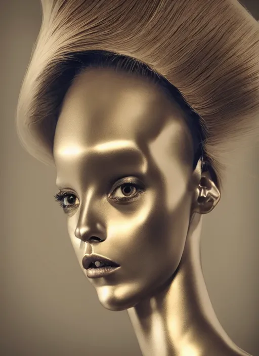 Image similar to a beautiful young female futuristic robot profile face photo, daguerrotype, closeup - view, f / 2. 8, low contrast, 1 6 k, beautiful lighting, reflective, insanely detailed and intricate, hypermaximalist, elegant, ornate, hyper realistic, super detailed, surreal dreamy poetic