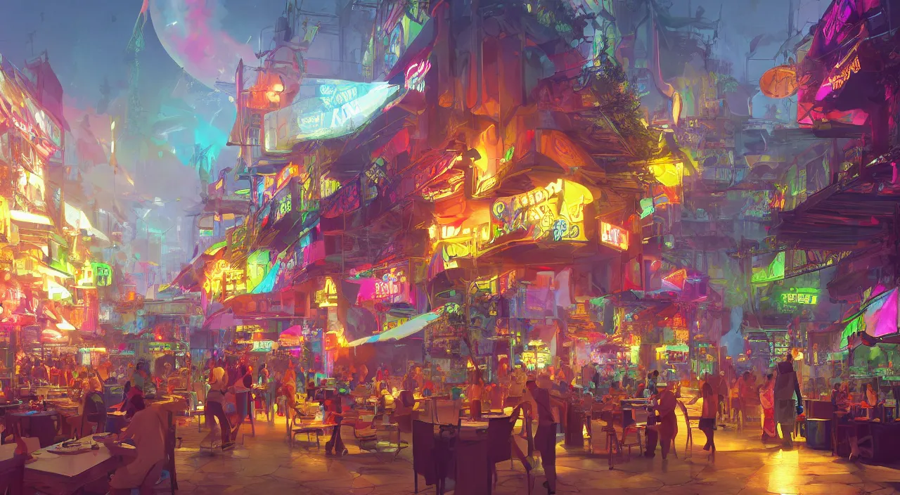 Image similar to bazaar zouk oriantal multicolorful sky shine place mosquet painting stylized digital video game icon global illumination ray tracing 8 k hd resolution, by ilya kuvshinov and cushart krentz and gilleard james