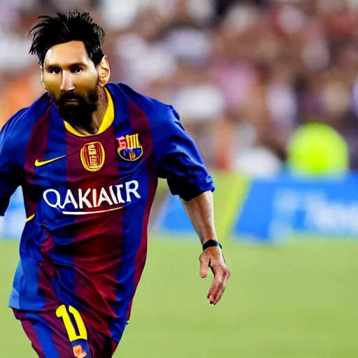 Prompt: Black skin colored Lionel Messi