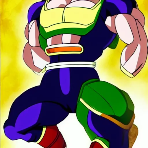 Image similar to a fusion between vegeta and broly