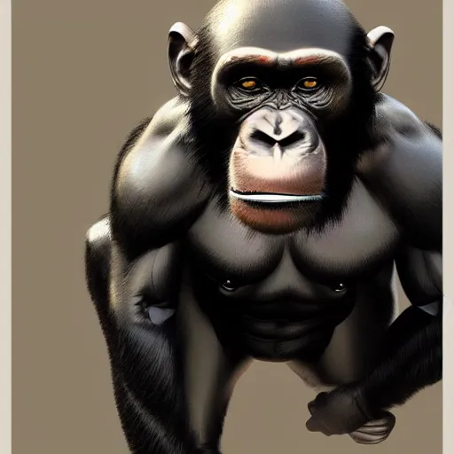 Image similar to Strong Chimpanzee, Boris Vallejo, Epic, 8k resolution, ArtStation, Hyperrealistic