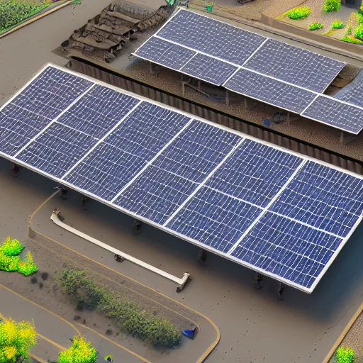 Image similar to highly detailed, utility scale solar pv, energy storage system, switchgear, batteries, concept art, character art, studio lightning, bright colors, intricate, masterpiece, photorealistic, hyperrealistic, sharp focus, high contrast, artstation hq, deviantart trending, 8 k uhd, unreal engine 5