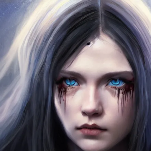 ai art,oil painting,character design,cute,blue eyes,black hair