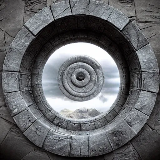 Prompt: stargate made of stone that form a circle, cinematic view, epic sky，highly detailed