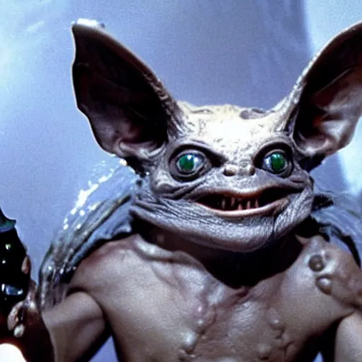 Prompt: a film still of gremlin coming with its head popping out of water in star wars realistic, detailed