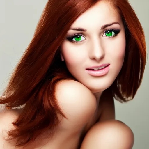 Image similar to beautiful servant woman with olive skin, auburn hair, green eyes