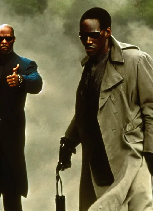 Image similar to film still of Roger Murtaugh as Morpheus in The Matrix, 4k