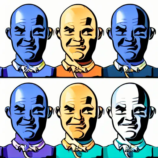 Image similar to mr. clean, various art styles