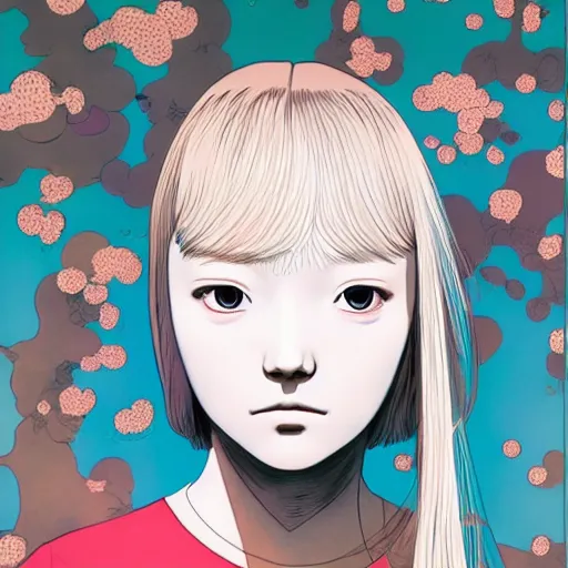 Prompt: a portrait of a blonde girl by inio asano, beeple and james jean, chiho aoshima color scheme
