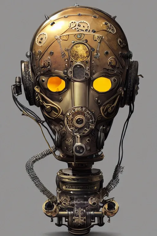 Image similar to steampunk helmet fantasy art mask robot ninja stylized digital illustration sharp focus, elegant intricate digital painting artstation concept art global illumination ray tracing advanced technology chaykin howard and campionpascale and cooke darwyn and davis jack